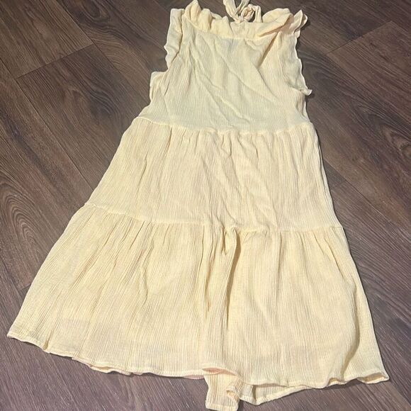 Sweet Wanderer Womens Yellow Textured Stretch Tiered Ruffle A-Line Dress Medium - Picture 10 of 10